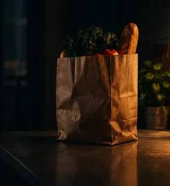 The photo given: paper grocery bag